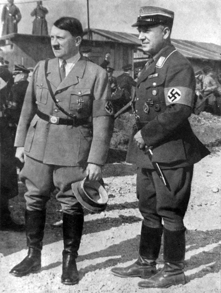 Adolf Hitler and Fritz Todt at the beginning of the building of the Reichsautobahn in Unterhaching near Munich